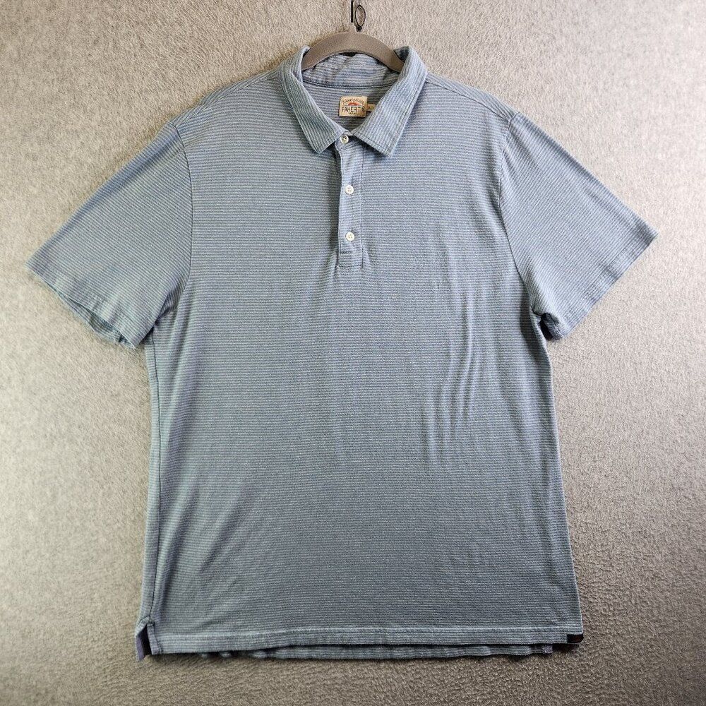 Faherty Shirt Mens XL Blue Striped Cap Sleeves Nautical Golf Office Church Slit